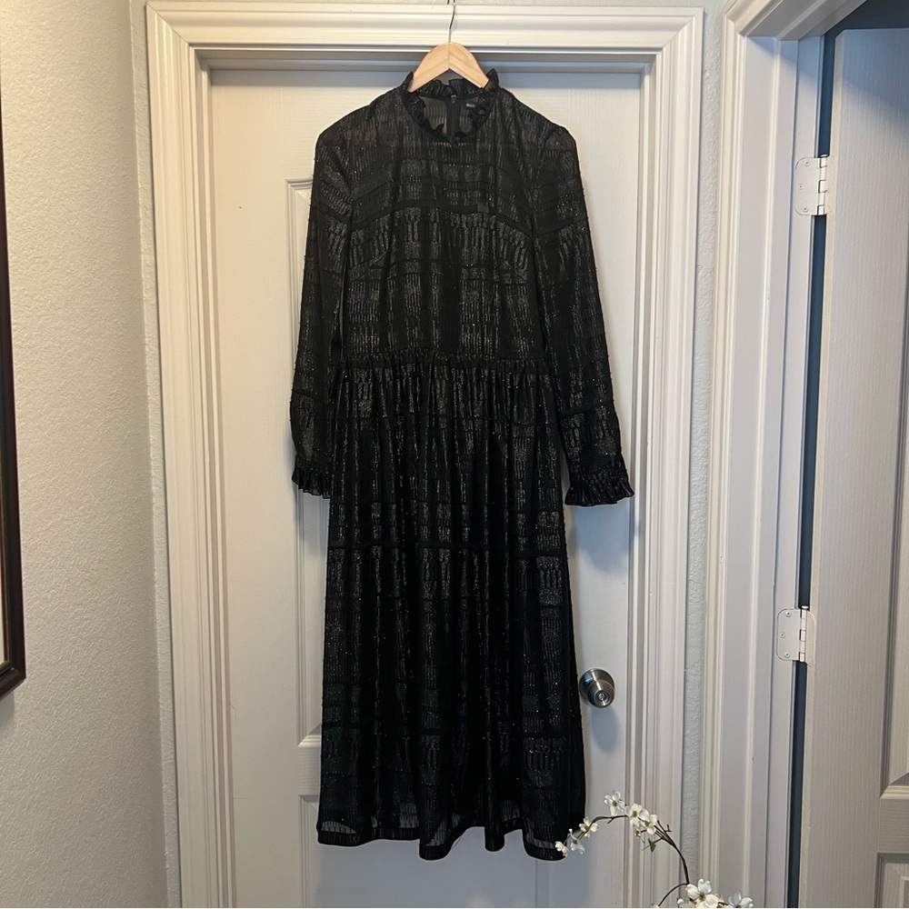 NWT Markus Lupfer Cityscape Metallic Black Dress M